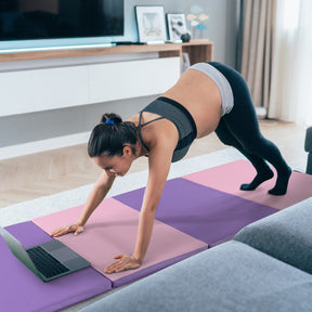 Folding Gymnastics Mat with Carry Handles for Yoga and Fitness