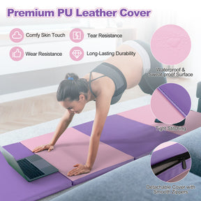 Folding Gymnastics Mat with Carry Handles for Yoga and Fitness