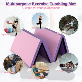 Folding Gymnastics Mat with Carry Handles for Yoga and Fitness