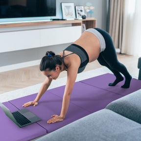 Folding Gymnastics Mat with Carry Handles for Yoga and Fitness