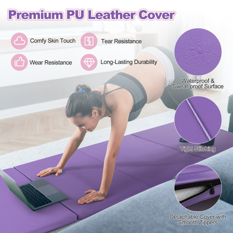 Folding Gymnastics Mat with Carry Handles for Yoga and Fitness