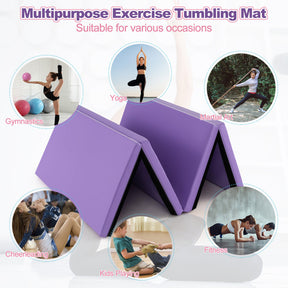 Folding Gymnastics Mat with Carry Handles for Yoga and Fitness