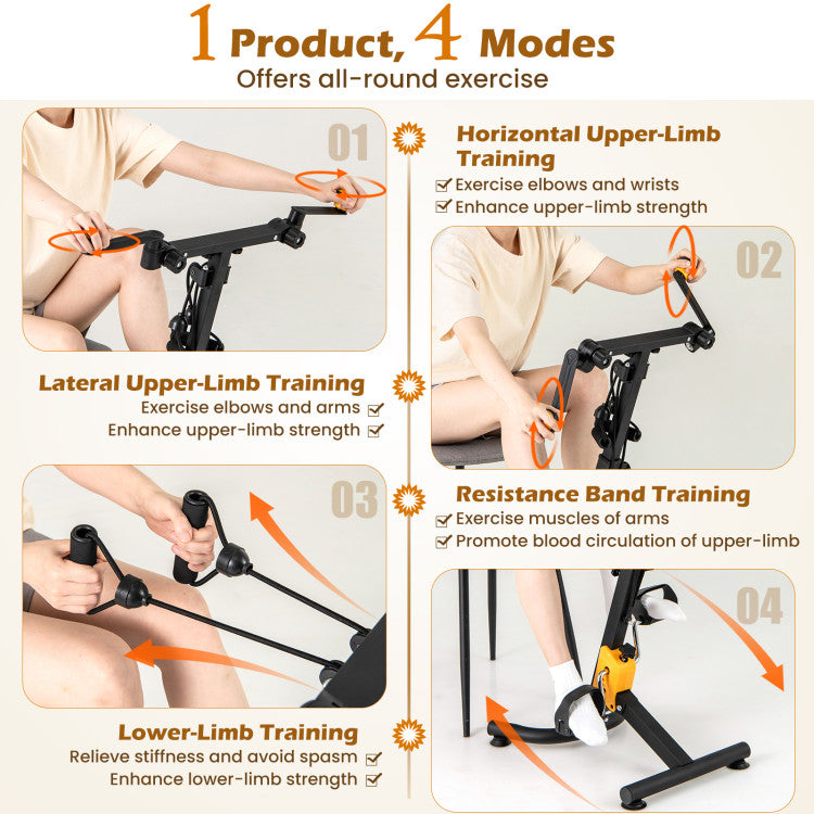 Folding Pedal Exercise Bike with Adjustable Resistance and Height