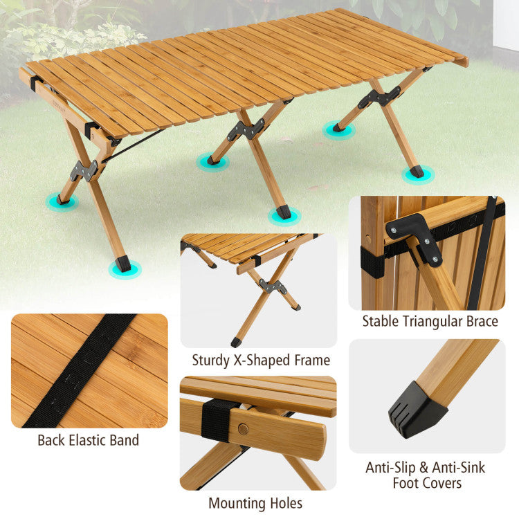 Hikidspace Folding Picnic Table with Carry Bag for Camping, BBQ and Patio