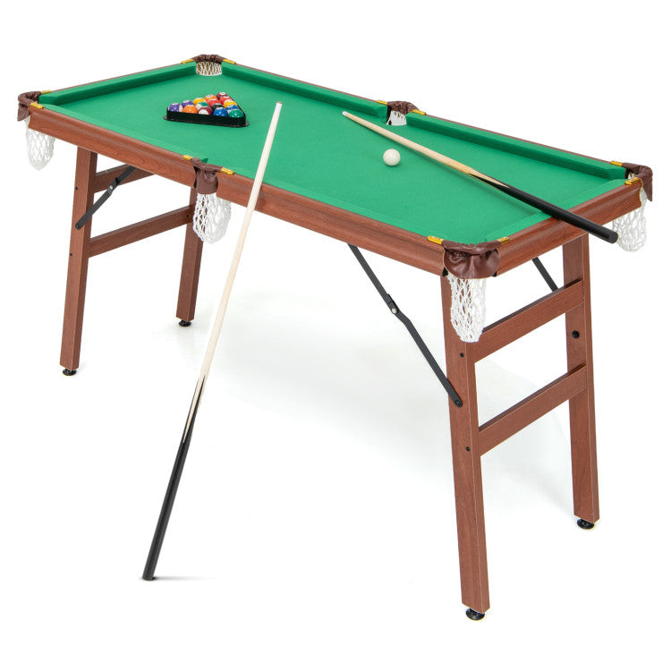 Folding Portable Billiards Table Game Set with Adjustable Foot Levelers for Kids and Adults