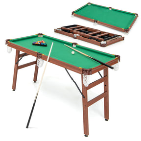 Folding Portable Billiards Table Game Set with Adjustable Foot Levelers for Kids and Adults