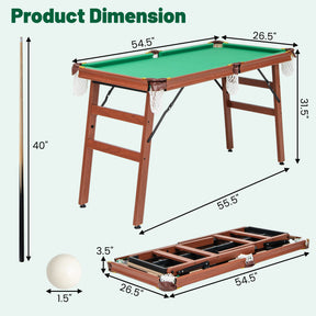 Folding Portable Billiards Table Game Set with Adjustable Foot Levelers for Kids and Adults