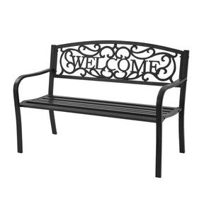 Garden Bench with Bronze Finish and Steel Metal Frame for Backyard and Porch