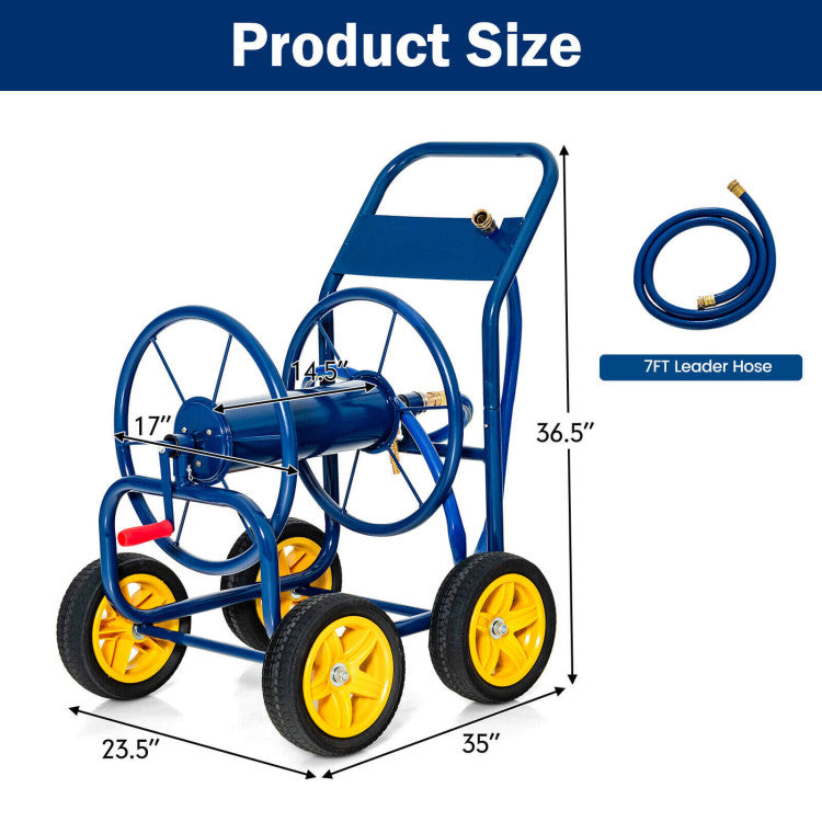 Garden Water Hose Reel Cart with Wheels for Watering Plants, Washing cars and Bathing Pets