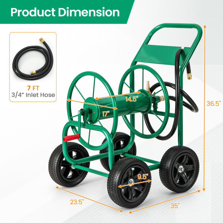 Garden Water Hose Reel Cart with Wheels for Watering Plants, Washing cars and Bathing Pets