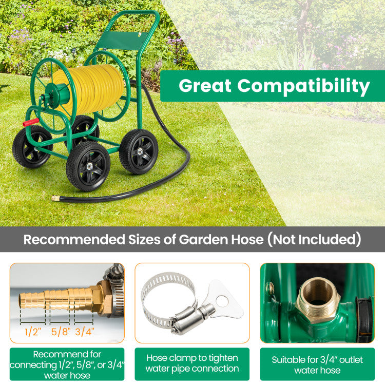 Garden Water Hose Reel Cart with Wheels for Watering Plants, Washing cars and Bathing Pets