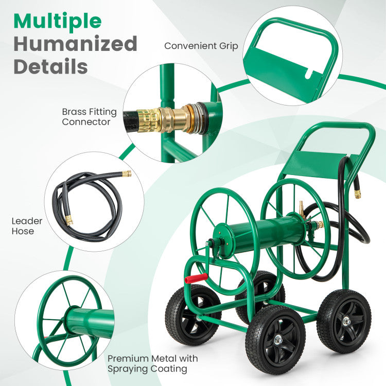 Garden Water Hose Reel Cart with Wheels for Watering Plants, Washing cars and Bathing Pets