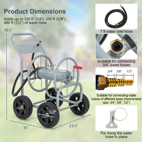 Garden Water Hose Reel Cart with Wheels for Watering Plants, Washing cars and Bathing Pets