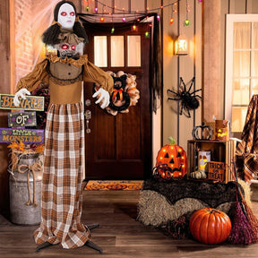 Hikidspace Halloween Animatronic Haunted Woman with Pop-Up Head and Control Button