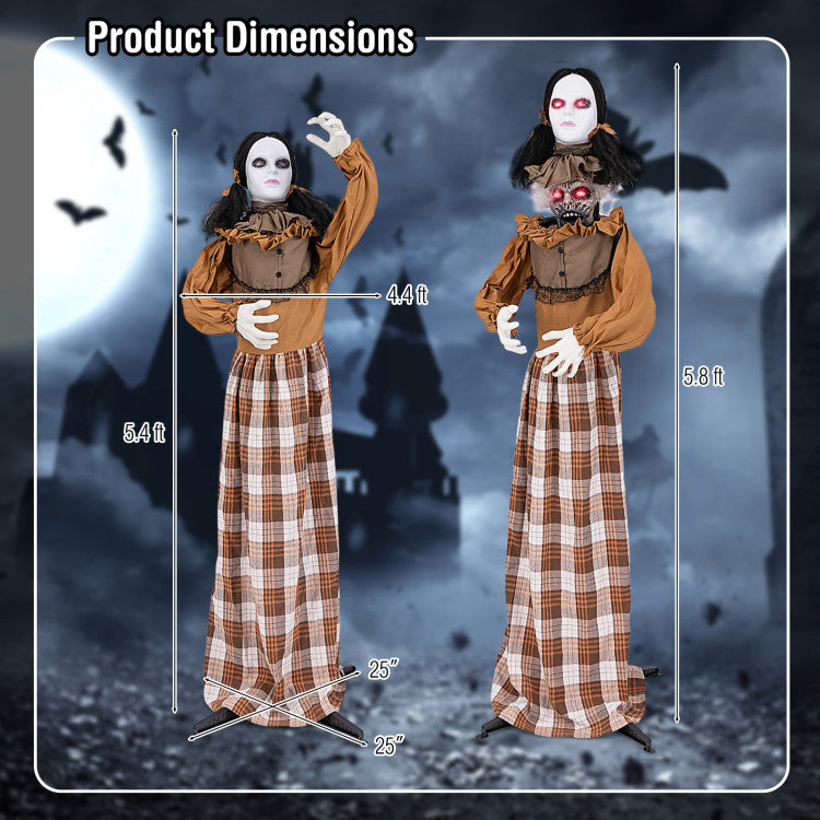 Hikidspace Halloween Animatronic Haunted Woman with Pop-Up Head and Control Button