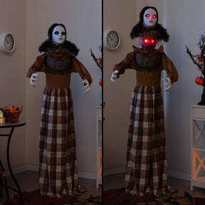 Hikidspace Halloween Animatronic Haunted Woman with Pop-Up Head and Control Button