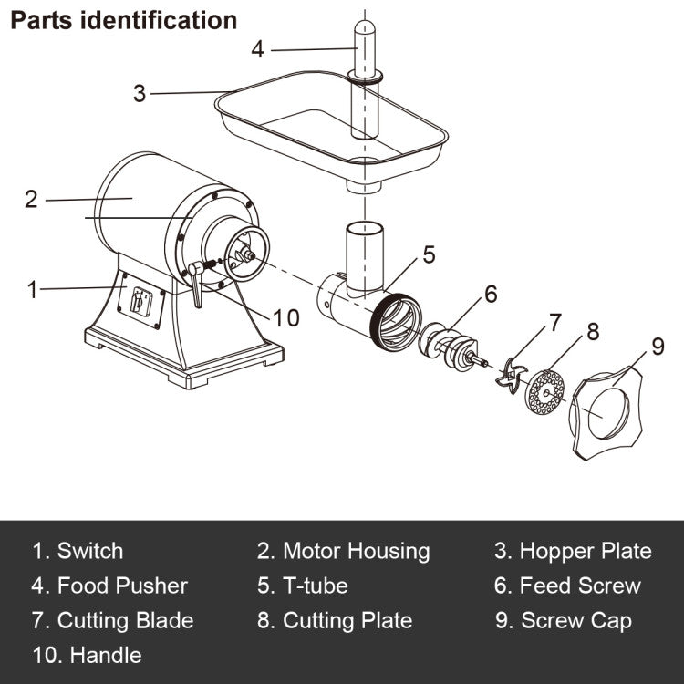 Heavy Duty 1.5HP 1100W 550LB/h Detachable Commercial Grade Meat Grinder