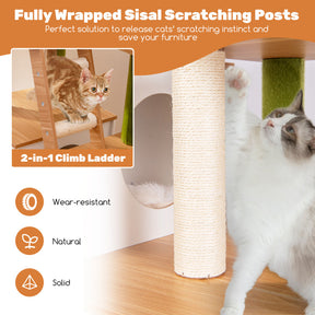 Hikidspace Hidden Cat Washroom with Cat Tower and Odor-Free Litter Box for Indoor Cats