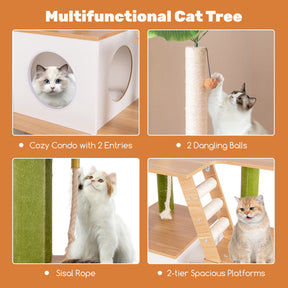 Hikidspace Hidden Cat Washroom with Cat Tower and Odor-Free Litter Box for Indoor Cats