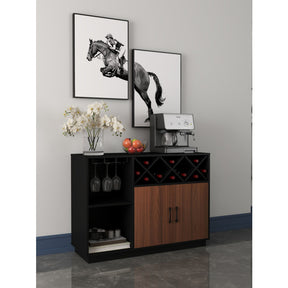 Industrial Sideboard Cabinet with Removable Wine Rack and Glass Holder