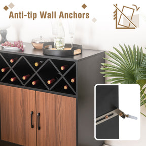 Industrial Sideboard Cabinet with Removable Wine Rack and Glass Holder