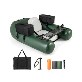 Inflatable Fishing Float Tube for Angling with Fish Ruler and Manual Pump