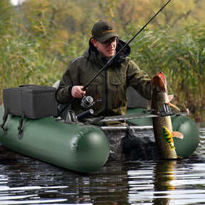 Inflatable Fishing Float Tube for Angling with Fish Ruler and Manual Pump