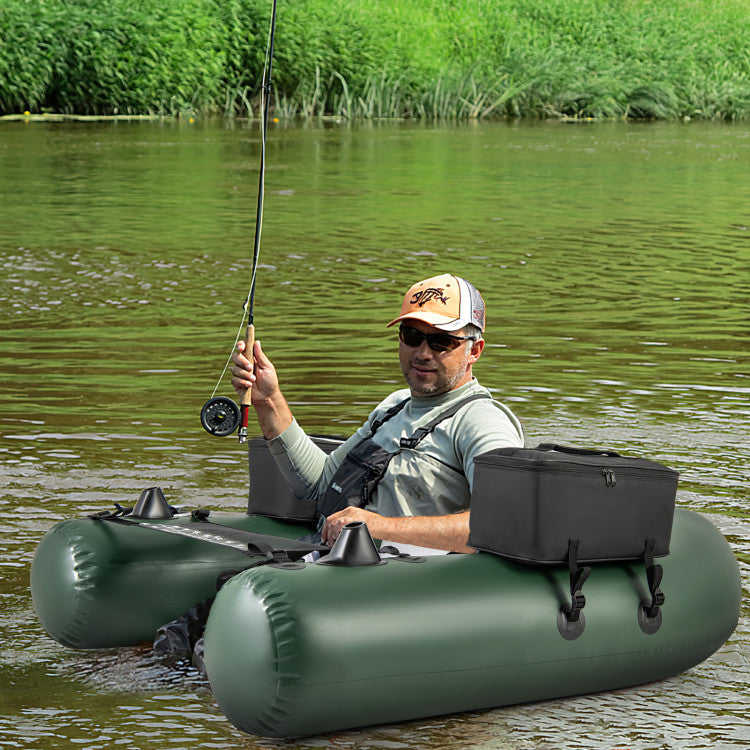 Inflatable Fishing Float Tube for Angling with Fish Ruler and Manual Pump