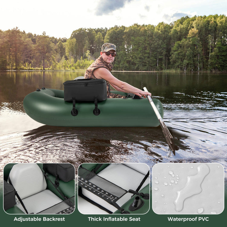 Inflatable Fishing Float Tube for Angling with Fish Ruler and Manual Pump