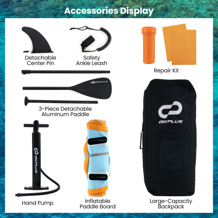 Inflatable Folding Stand up Paddle Board with Adjustable Paddle and Accessories for Adults and Kids