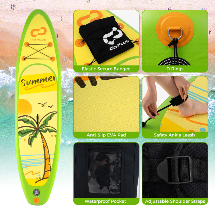 Inflatable Stand up Paddle Board iSUP Board Accessories with 3 Fins and 3 Adjustable Paddles