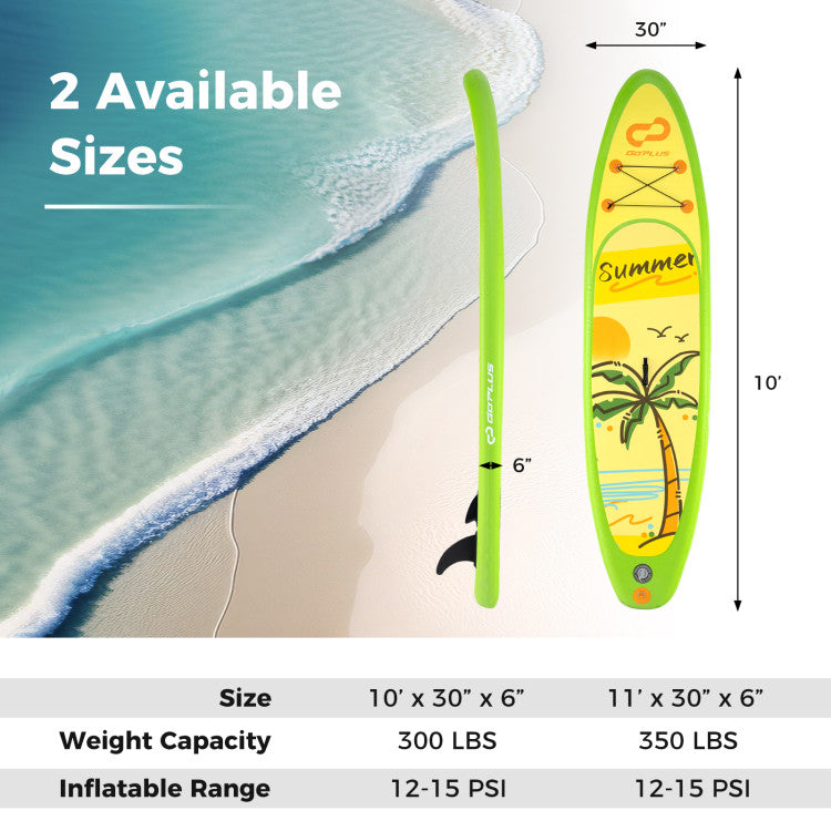 Inflatable Stand up Paddle Board iSUP Board Accessories with 3 Fins and 3 Adjustable Paddles