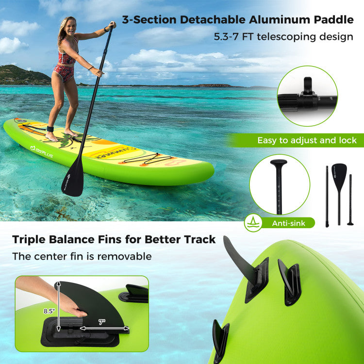 Inflatable Stand up Paddle Board iSUP Board Accessories with 3 Fins and 3 Adjustable Paddles