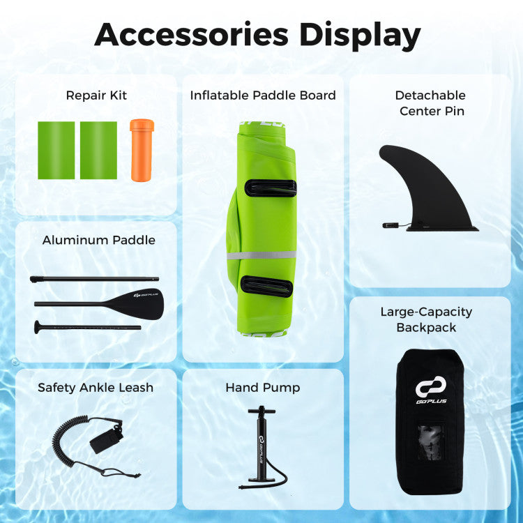 Inflatable Stand up Paddle Board iSUP Board Accessories with 3 Fins and 3 Adjustable Paddles