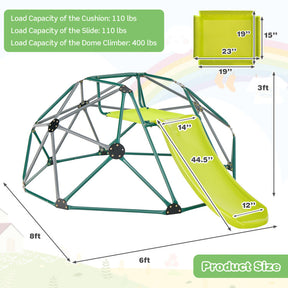 Kids Climbing Dome with Slide and Fabric Cushion for Garden Yard