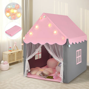 Kids Playhouse Tent with Star Lights and Mat for Indoor and Outdoor