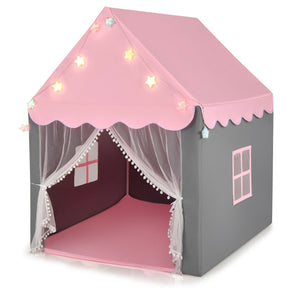 Kids Playhouse Tent with Star Lights and Mat for Indoor and Outdoor