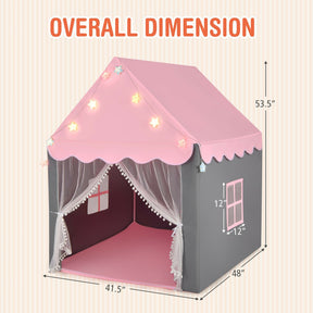 Kids Playhouse Tent with Star Lights and Mat for Indoor and Outdoor