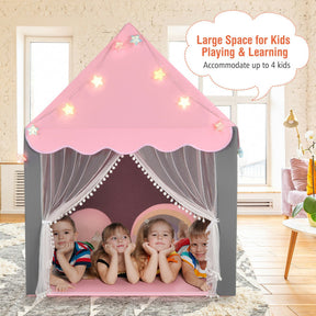 Kids Playhouse Tent with Star Lights and Mat for Indoor and Outdoor