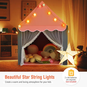 Kids Playhouse Tent with Star Lights and Mat for Indoor and Outdoor