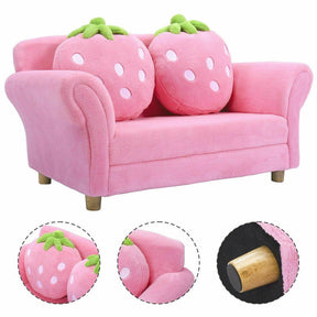 Kids Strawberry Armrest Chair Sofa with Pillows