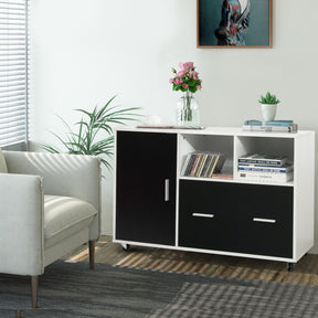 Lateral Mobile File Storage Cabinet with Casters for Home and Office