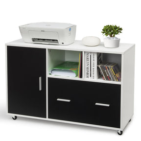 Lateral Mobile File Storage Cabinet with Casters for Home and Office