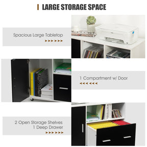 Lateral Mobile File Storage Cabinet with Casters for Home and Office