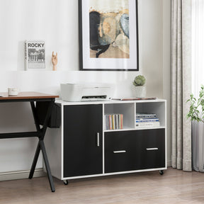 Lateral Mobile File Storage Cabinet with Casters for Home and Office