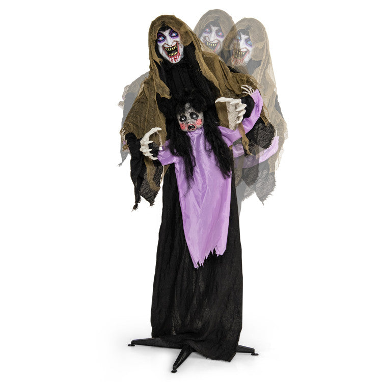 Lighted and Animated Halloween Decoration Outdoor Vampire with LED for Yard Lawn