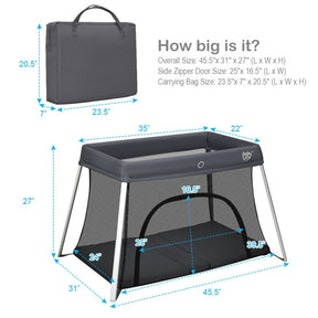 Lightweight Portable Crib Foldable Baby Playpen with Carrying Bag and Mattress