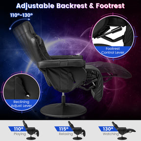 Massage Gaming Recliner Chair with Adjustable Height and 8 Modes