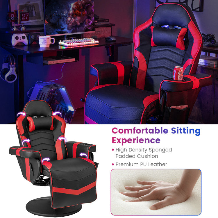 Massage Gaming Recliner Chair with Adjustable Height and 8 Modes