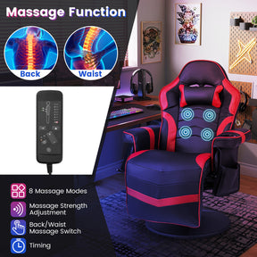 Massage Gaming Recliner Chair with Adjustable Height and 8 Modes